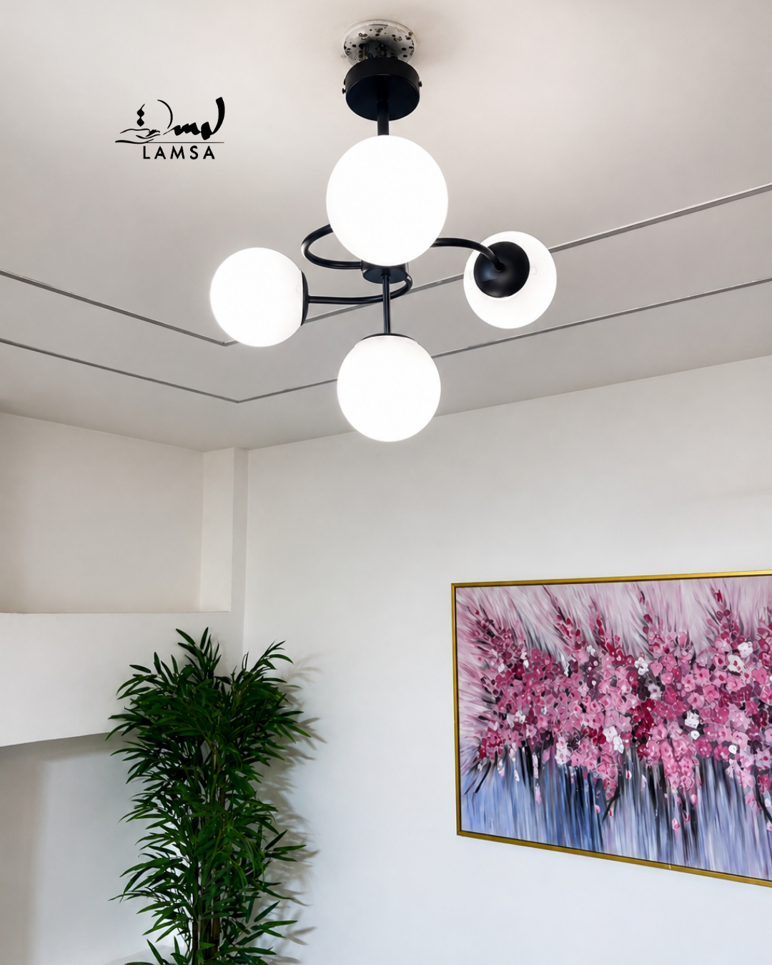 Lustre Chandelier "Doré"et "Noir" 4 abat-jour