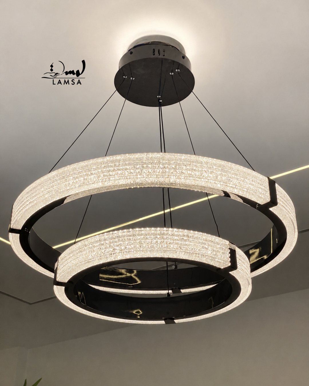 Lustre Led Rond 60cm et 40 cm noir