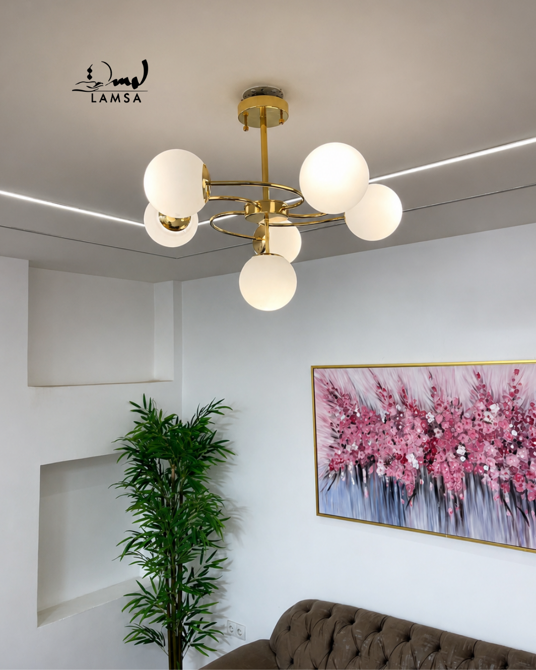Lustre Chandelier "Doré"et "Noir" 6 abat-jour
