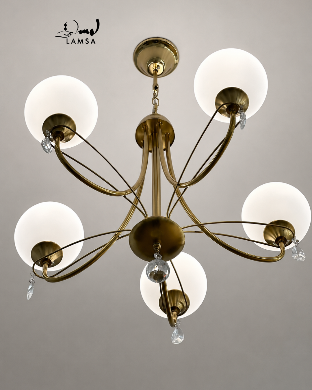 Lustre Chandelier "Doré" 5 abat-jour