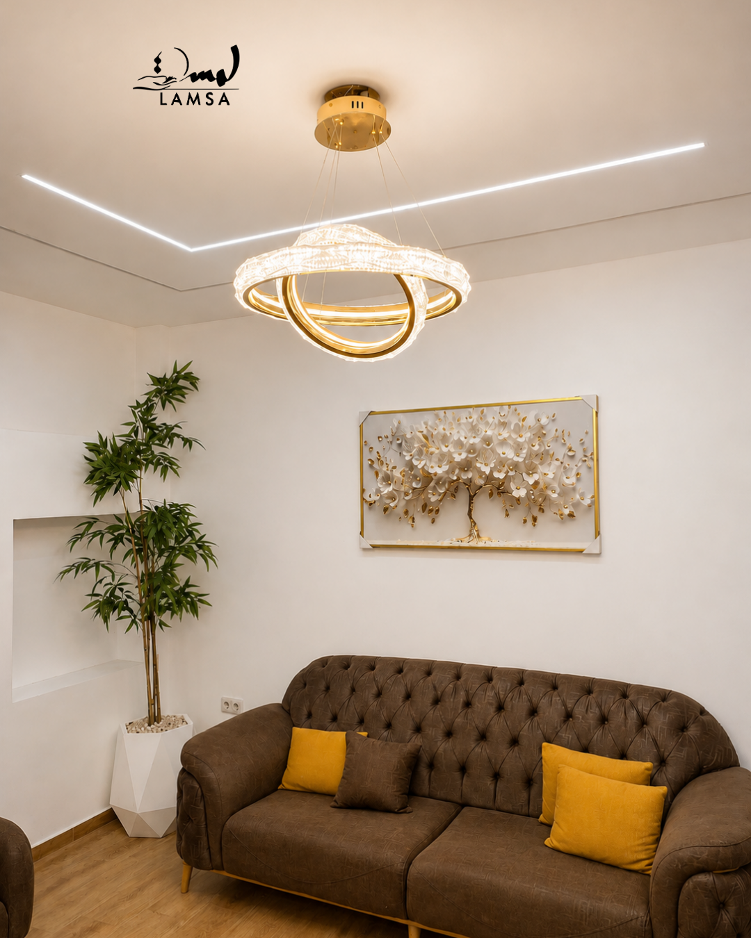 Lustre Led Rond 60cm et 40 cm doré