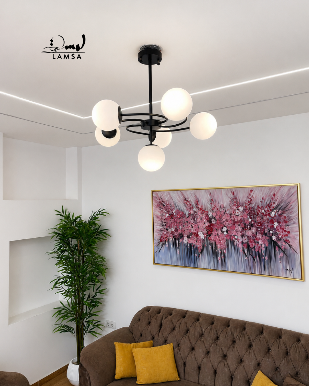 Lustre Chandelier "Doré"et "Noir" 6 abat-jour