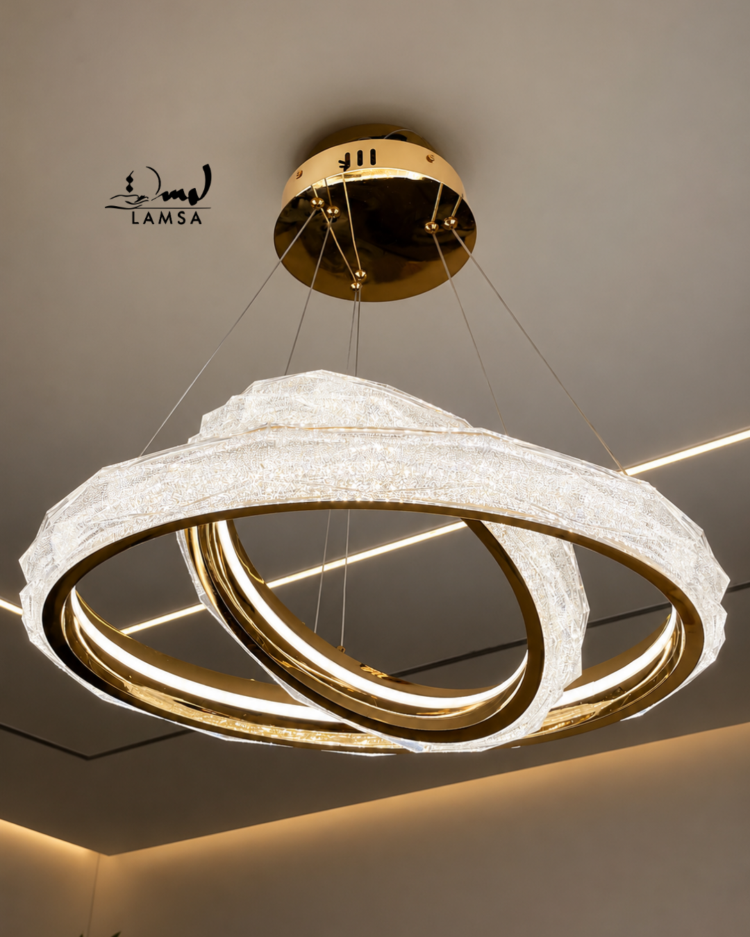 Lustre Led Rond 60cm et 40 cm doré