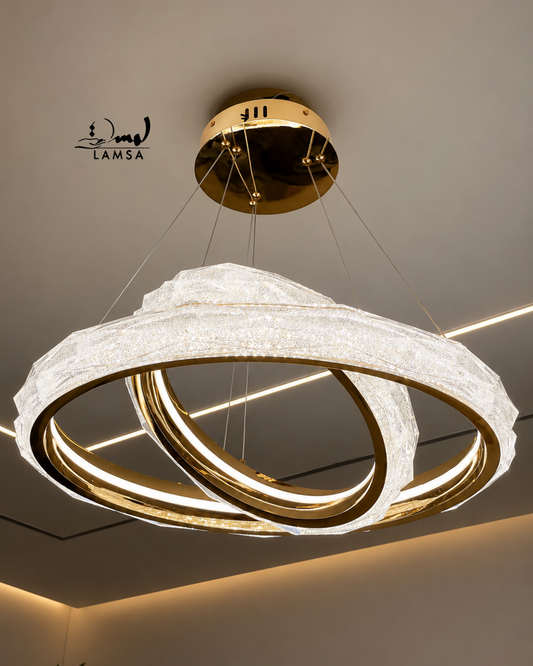 Lustre Led Rond 60cm et 40 cm doré