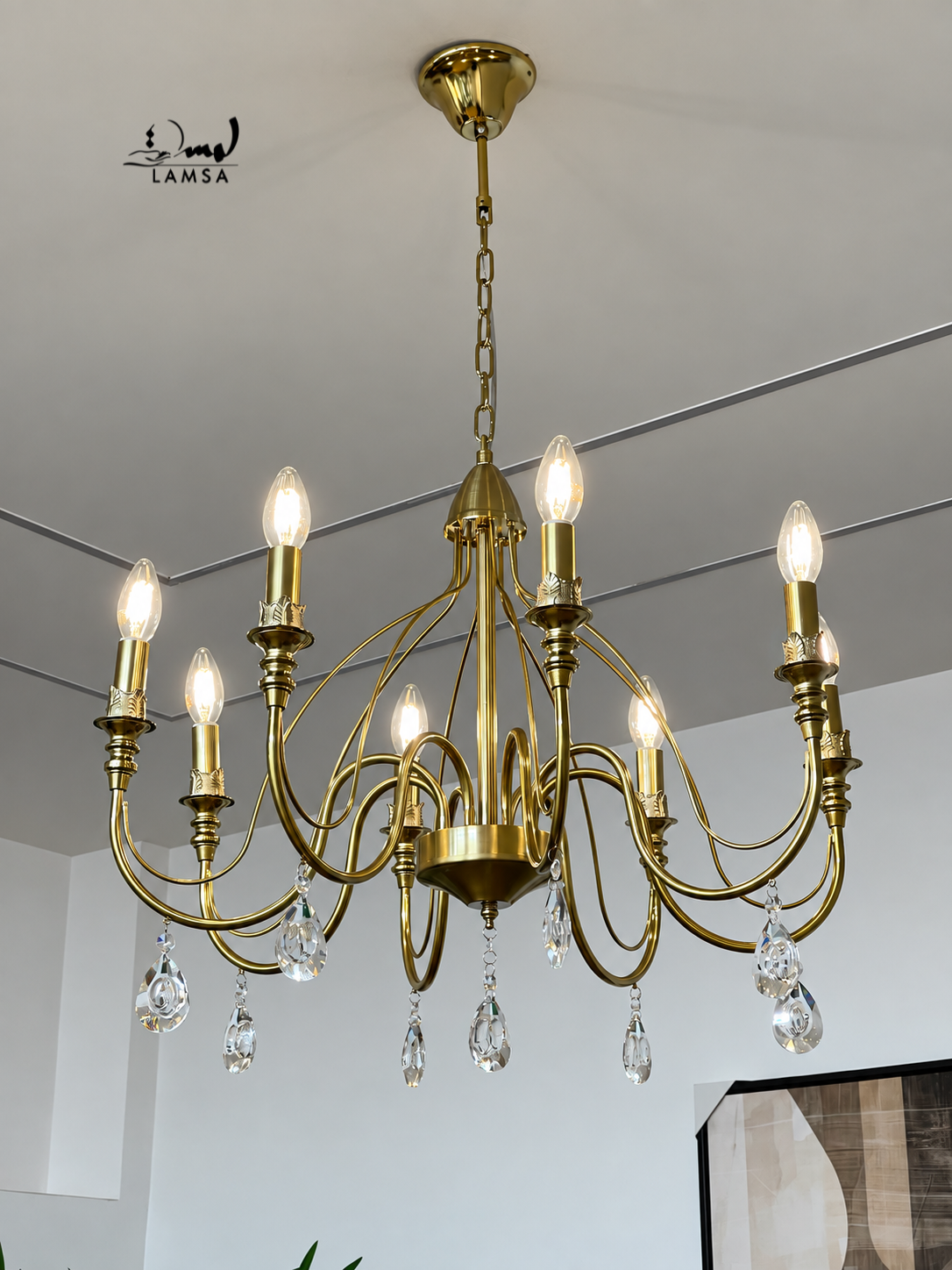 Lustre Chandelier  "Doré" 6 et 8 abat-jour