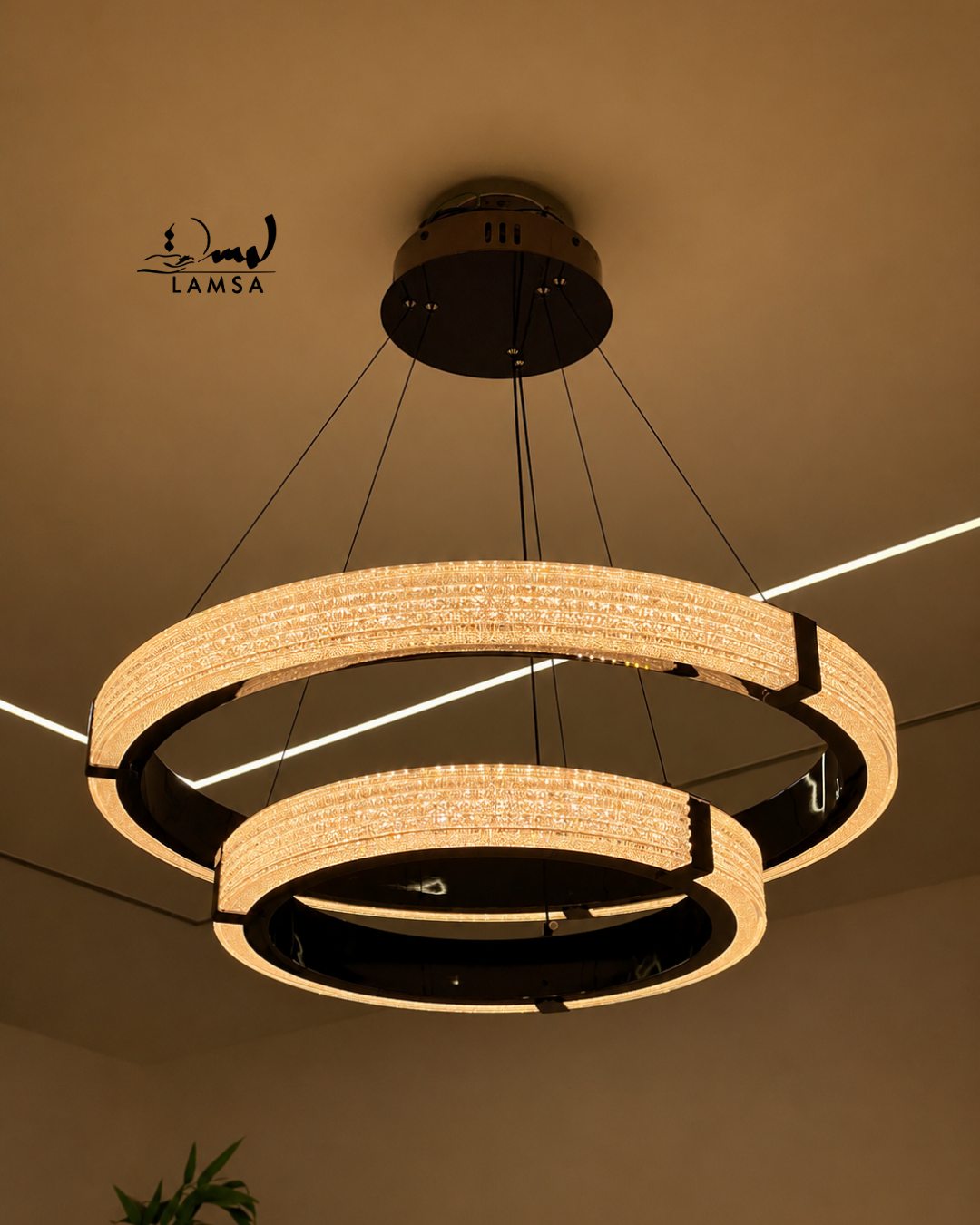 Lustre Led Rond 60cm et 40 cm noir