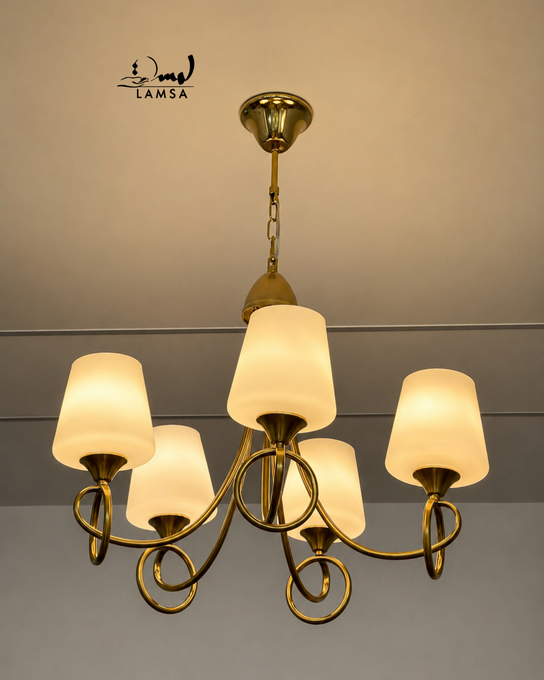 Lustre Chandelier Cristal "Doré" 3 et 5 abat-jour
