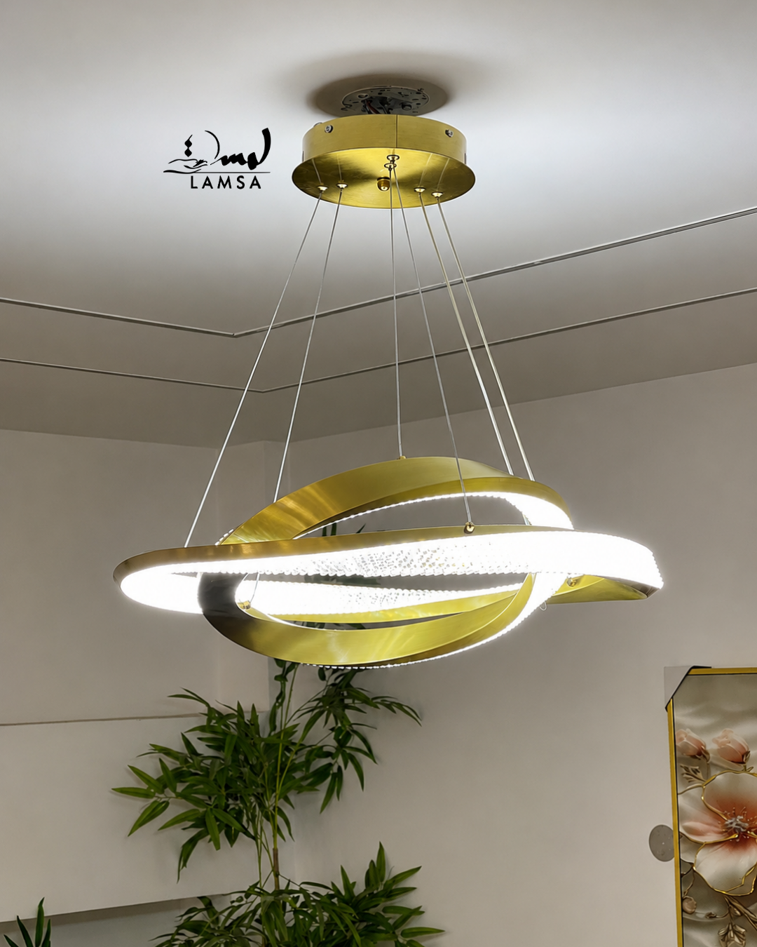 Lustre Led Rond 60cm et 40 cm doré