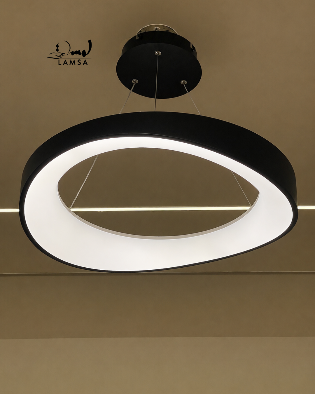 Lustre Round Led Noir et Gris 50 cm