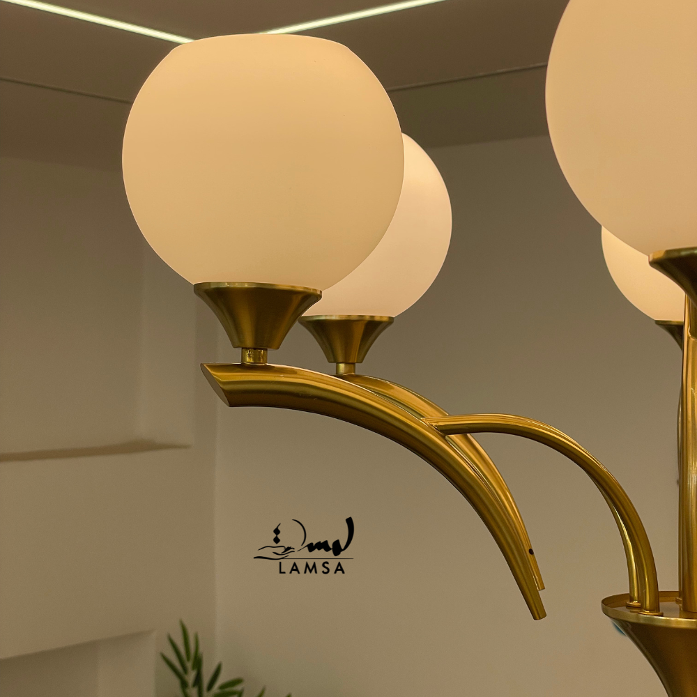 Lustre Chandelier "Doré" 6 abat-jour