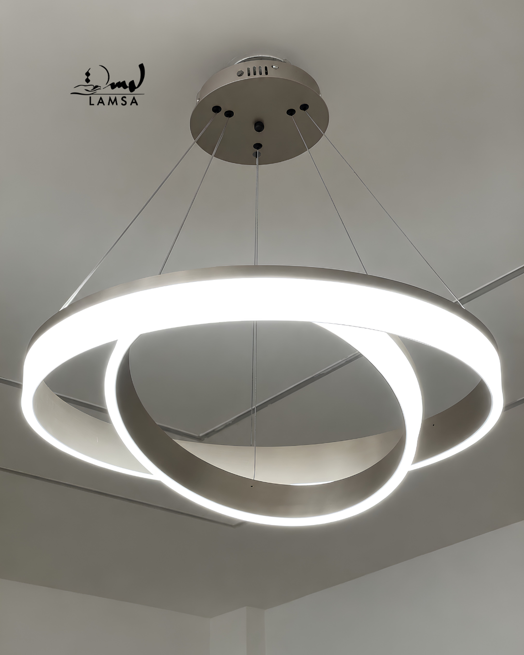 Lustre Led Rond 60cm et 40 cm silver