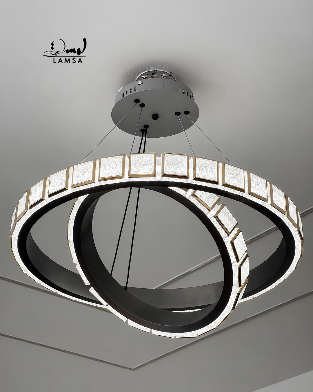 Lustre Led Rond  60cm et 40 cm noir