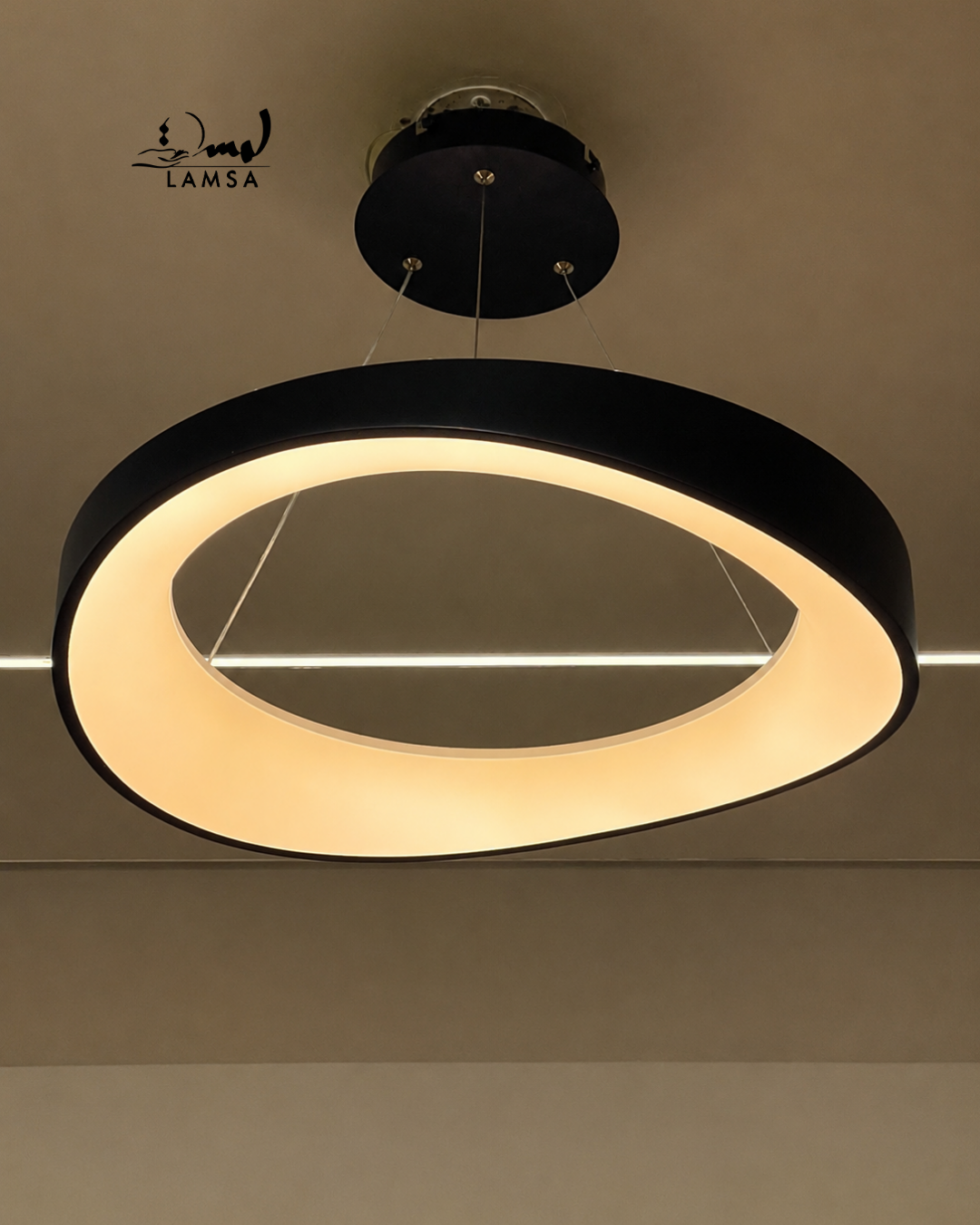 Lustre Round Led Noir et Gris 50 cm