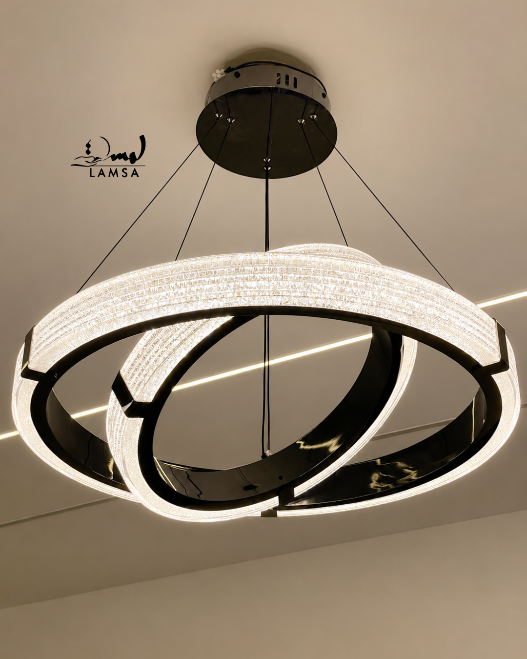 Lustre Led Rond 60cm et 40 cm noir