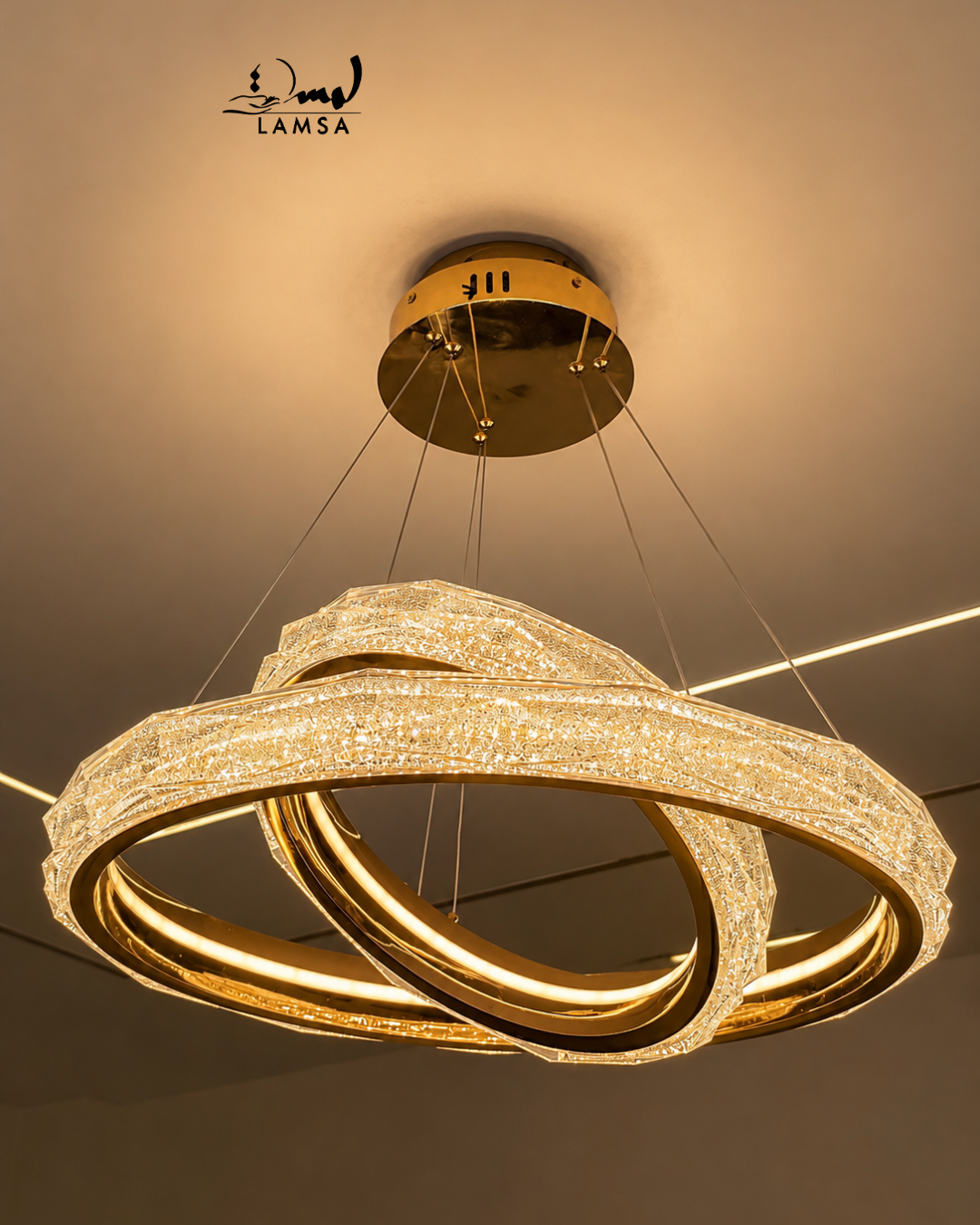 Lustre Led Rond 60cm et 40 cm doré