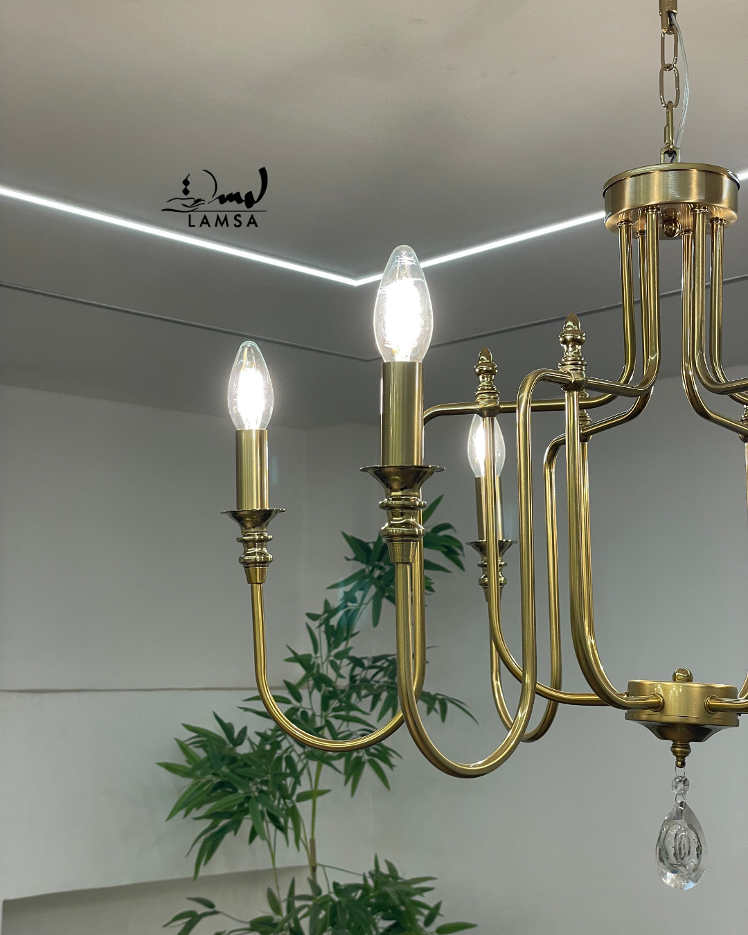Lustre Chandelier "Doré" 6 abat-jour