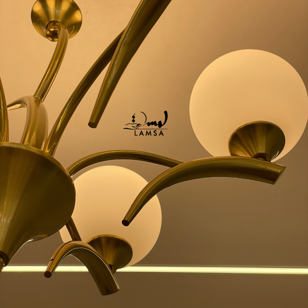 Lustre Chandelier "Doré" 6 abat-jour