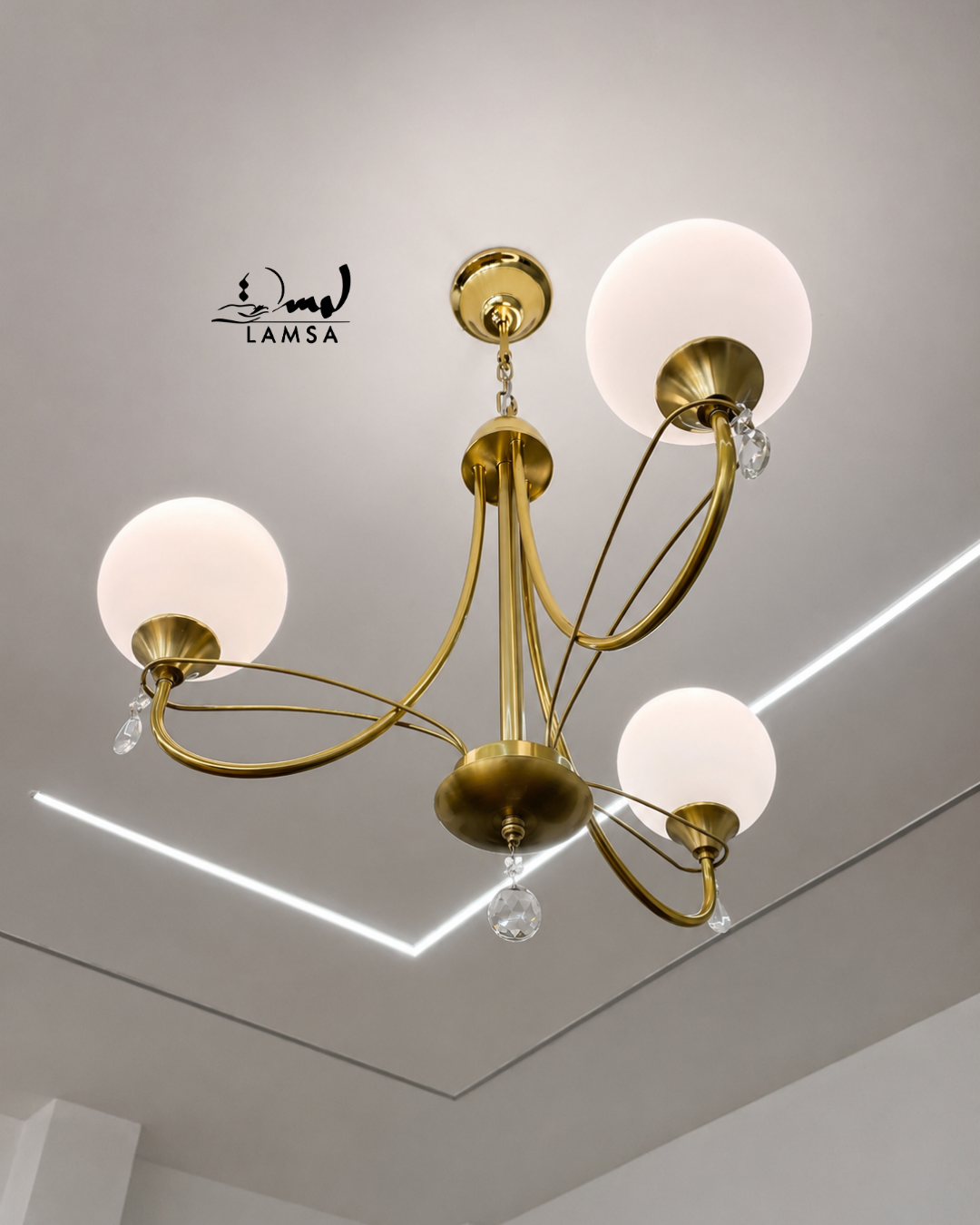 Lustre Chandelier "Doré" 3 abat-jour