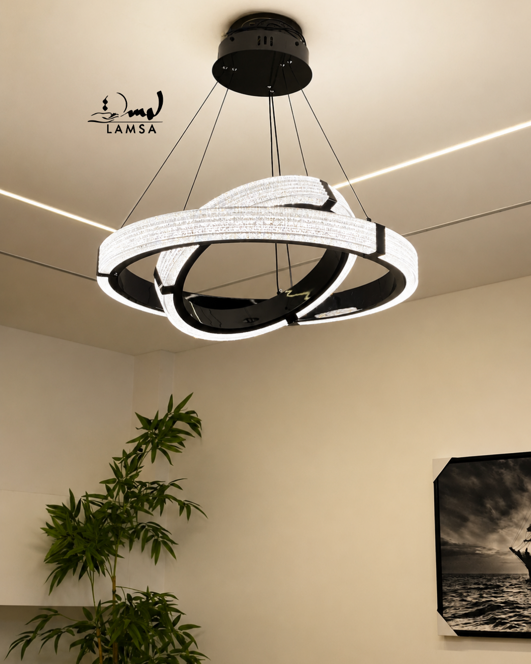 Lustre Led Rond 60cm et 40 cm noir