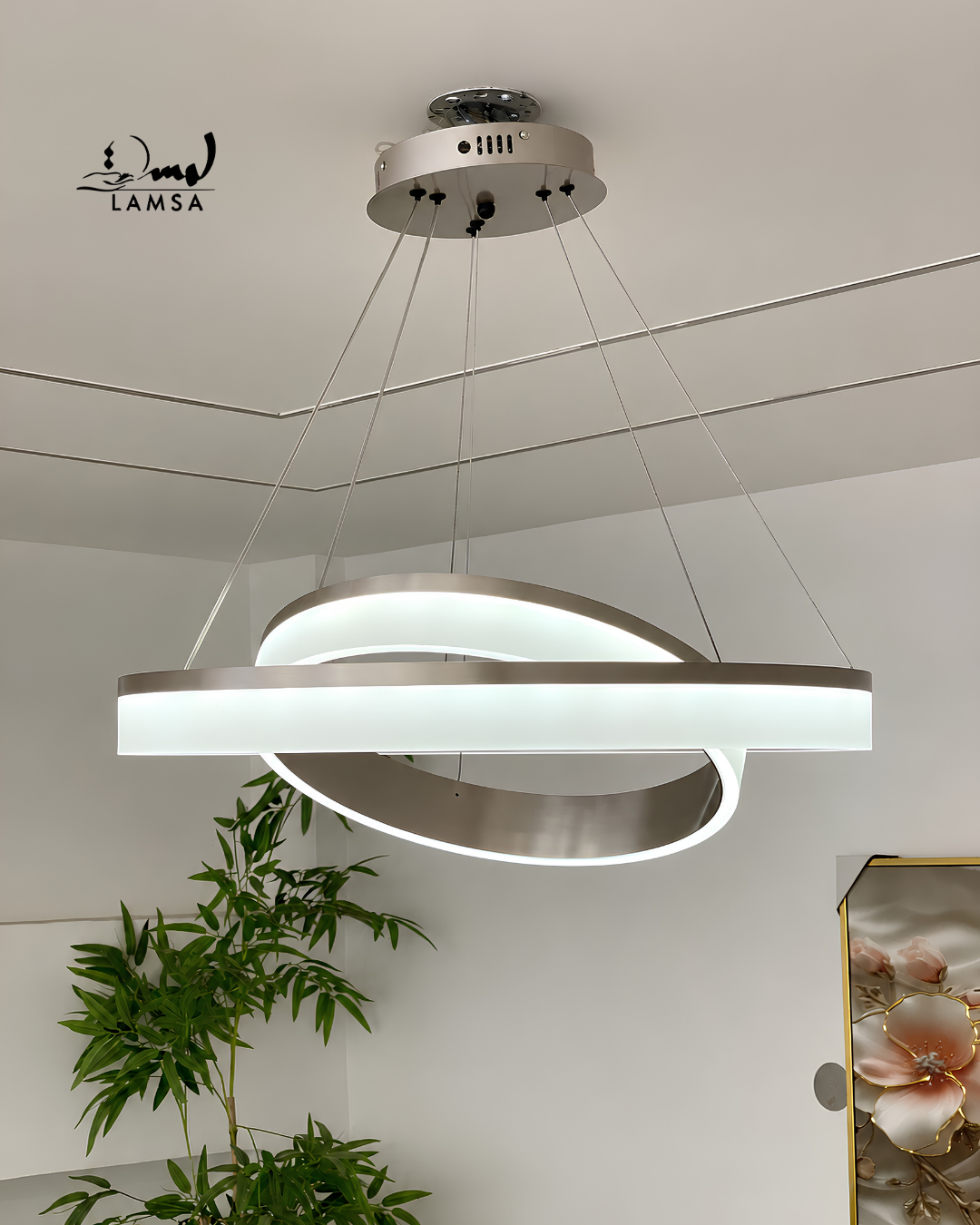 Lustre Led Rond 60cm et 40 cm silver
