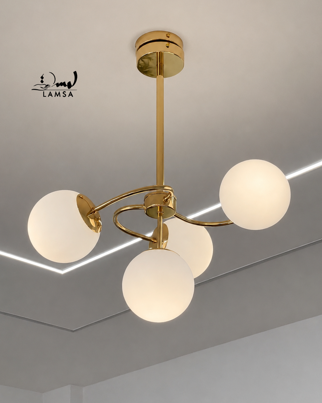 Lustre Chandelier "Doré"et "Noir" 4 abat-jour