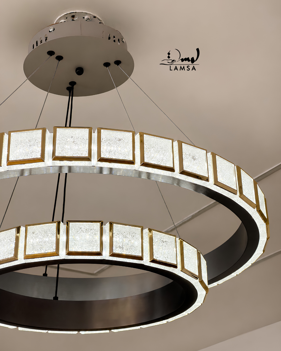 Lustre Led Rond  60cm et 40 cm noir