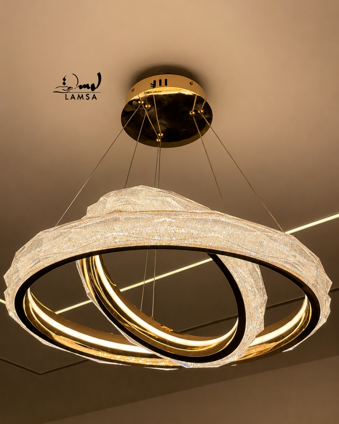 Lustre Led Rond 60cm et 40 cm doré