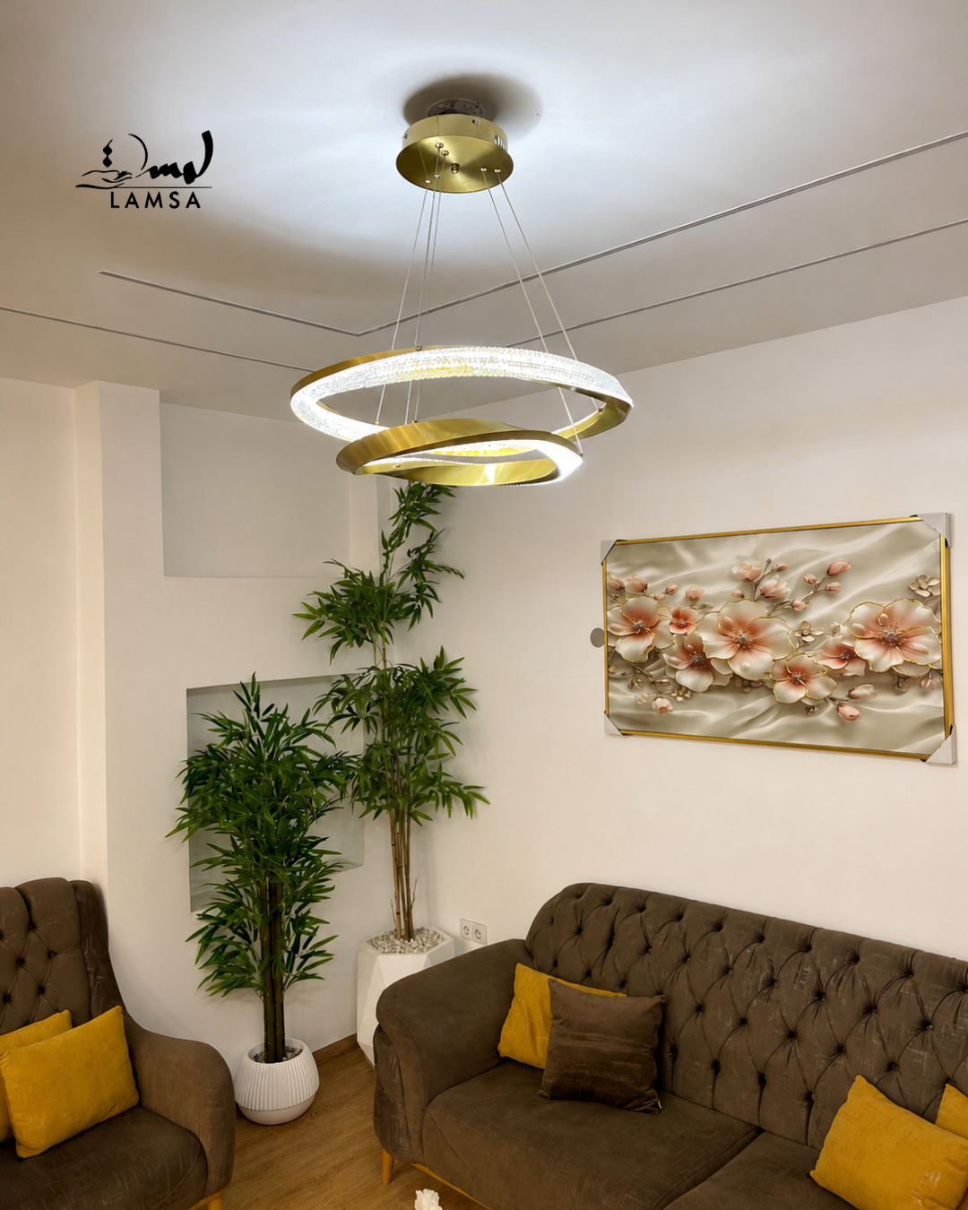 Lustre Led Rond 60cm et 40 cm doré