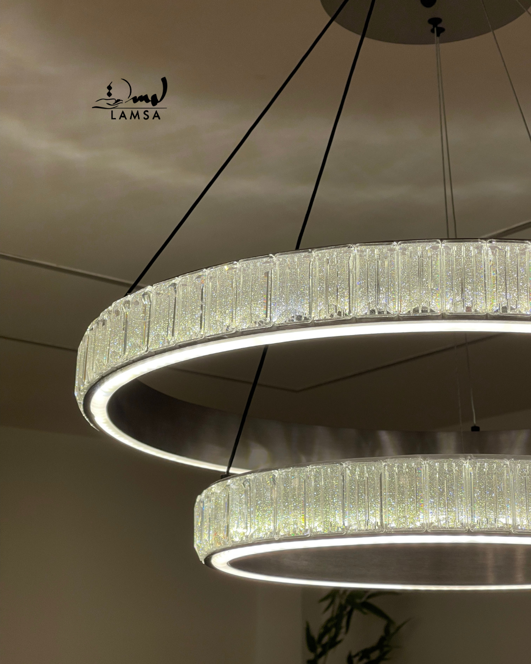 lustre led round 60 cm et 40 cm gris
