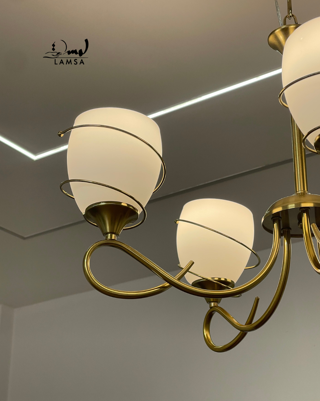 Lustre Chandelier Cristal "Doré" 5 et 3 abat-jour