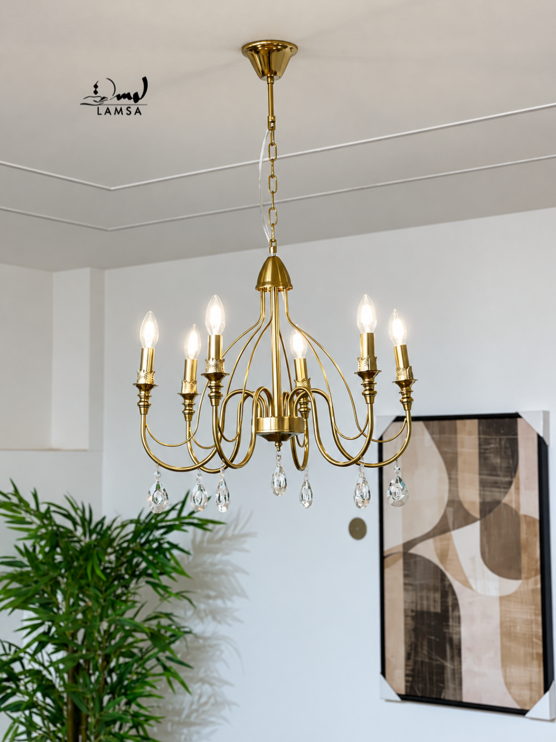 Lustre Chandelier  "Doré" 6 et 8 abat-jour