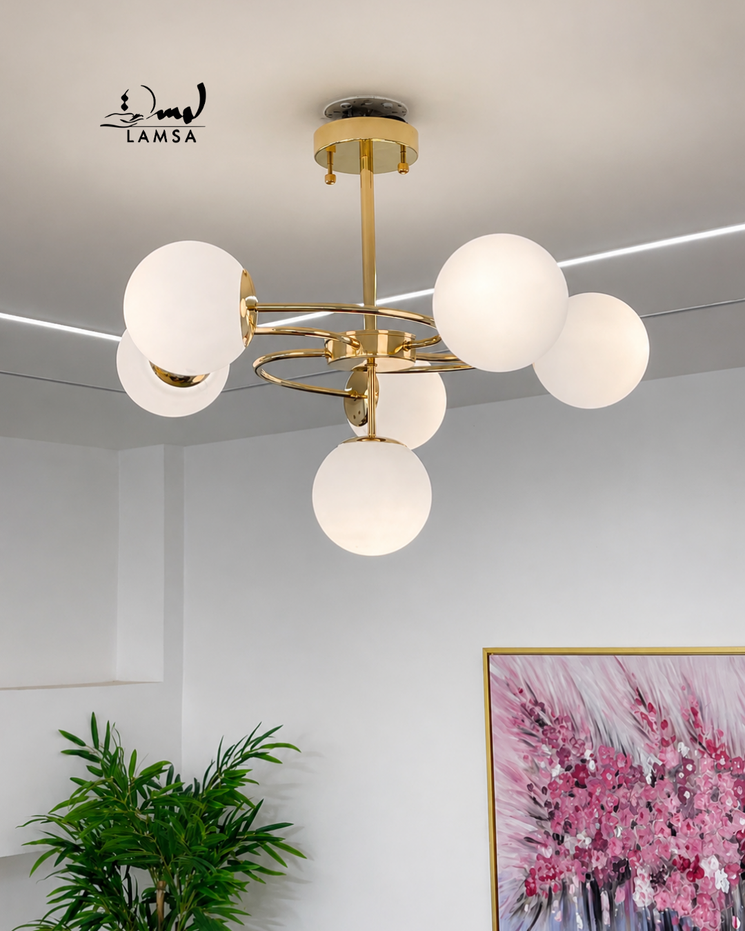Lustre Chandelier "Doré"et "Noir" 6 abat-jour