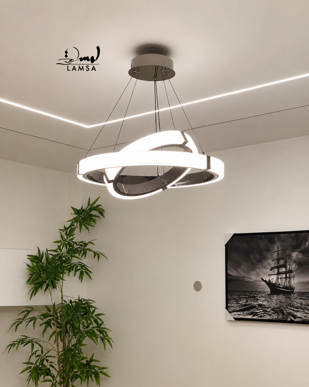 Lustre Led Rond 60cm et 40 cm noir