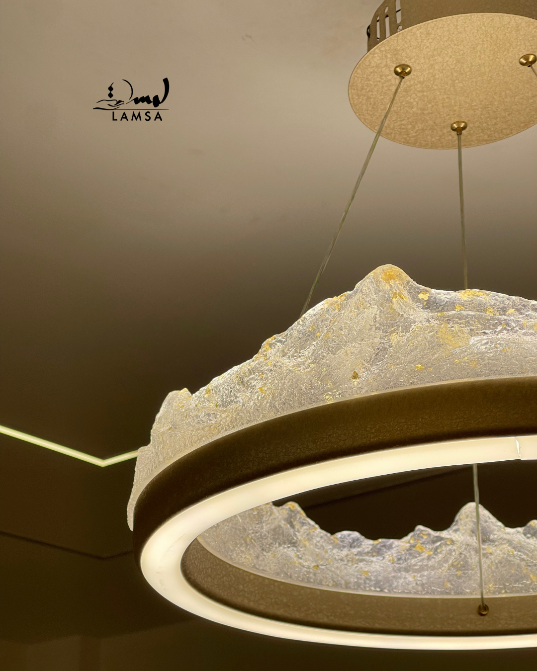 lustre led Cristal doré 60 cm et 50 cm
