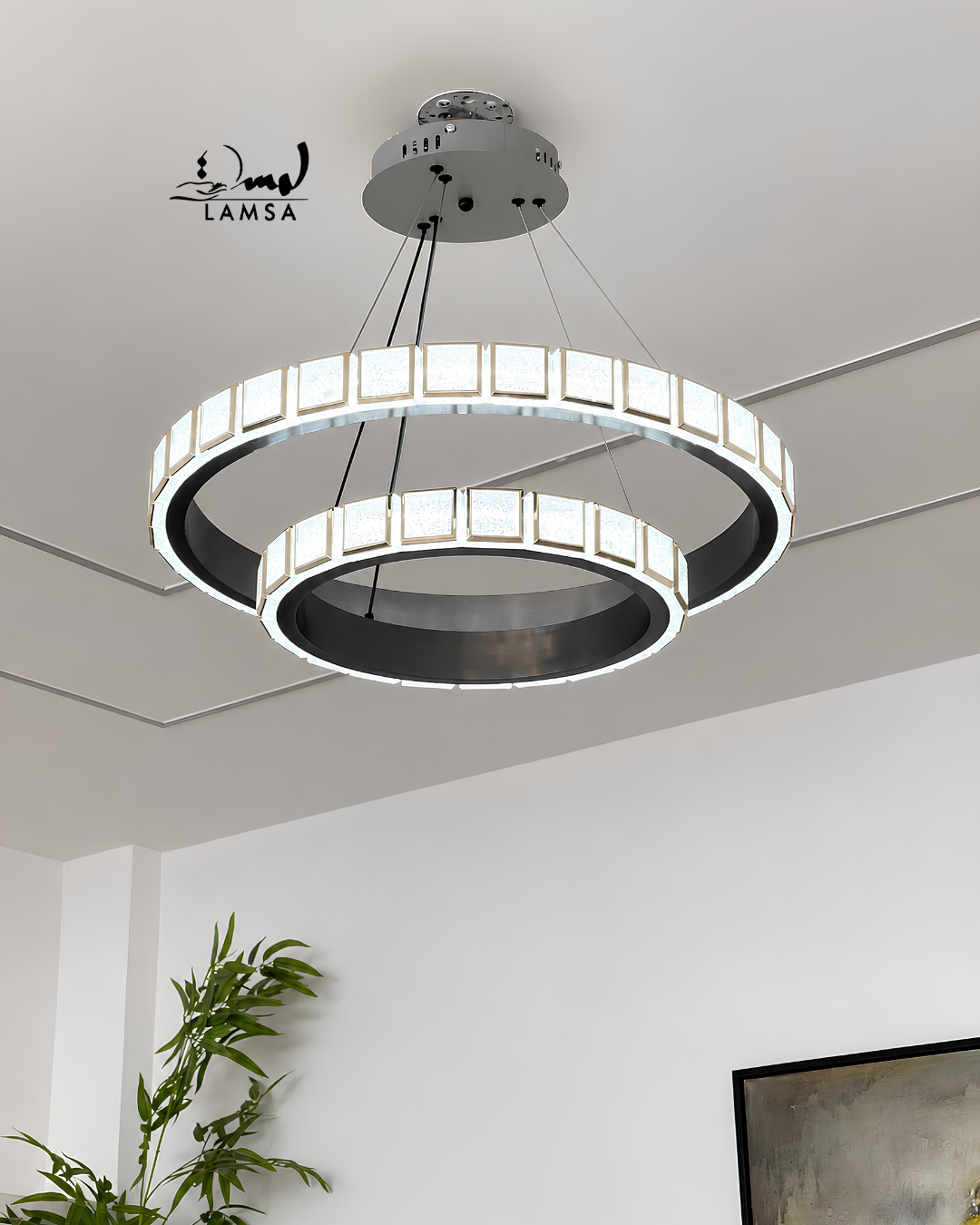 Lustre Led Rond  60cm et 40 cm noir