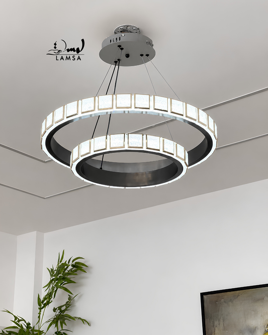 Lustre Led Rond  60cm et 40 cm noir