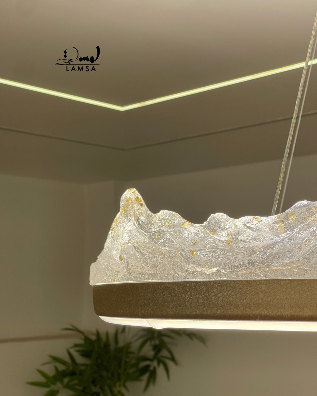 lustre led Cristal doré 60 cm et 50 cm