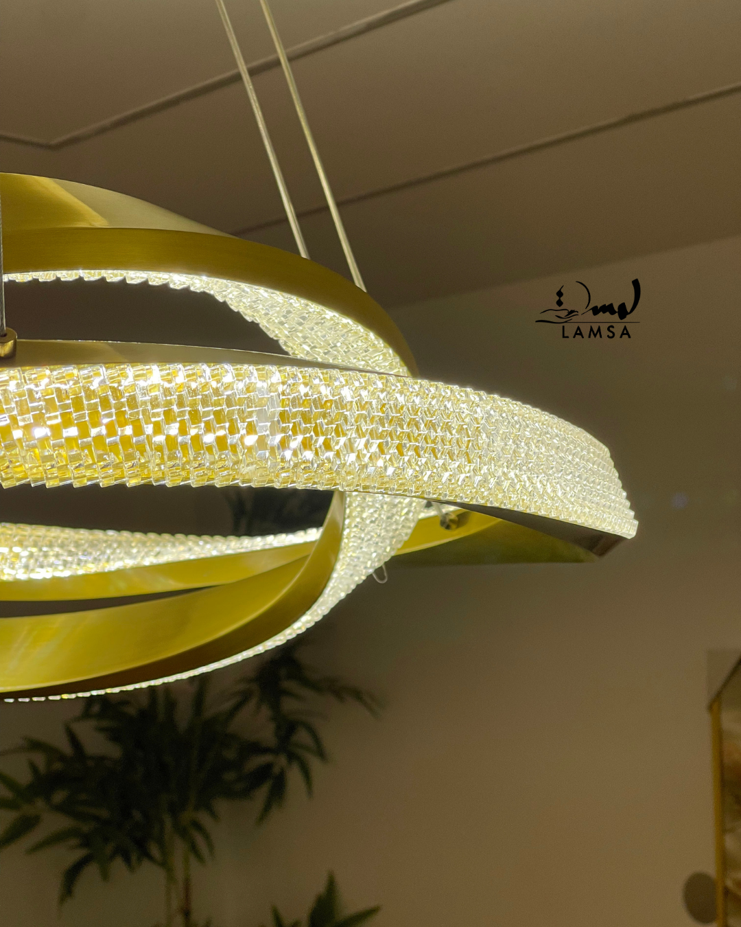 Lustre Led Rond 60cm et 40 cm doré