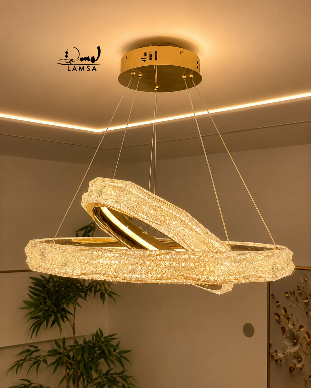 Lustre Led Rond 60cm et 40 cm doré