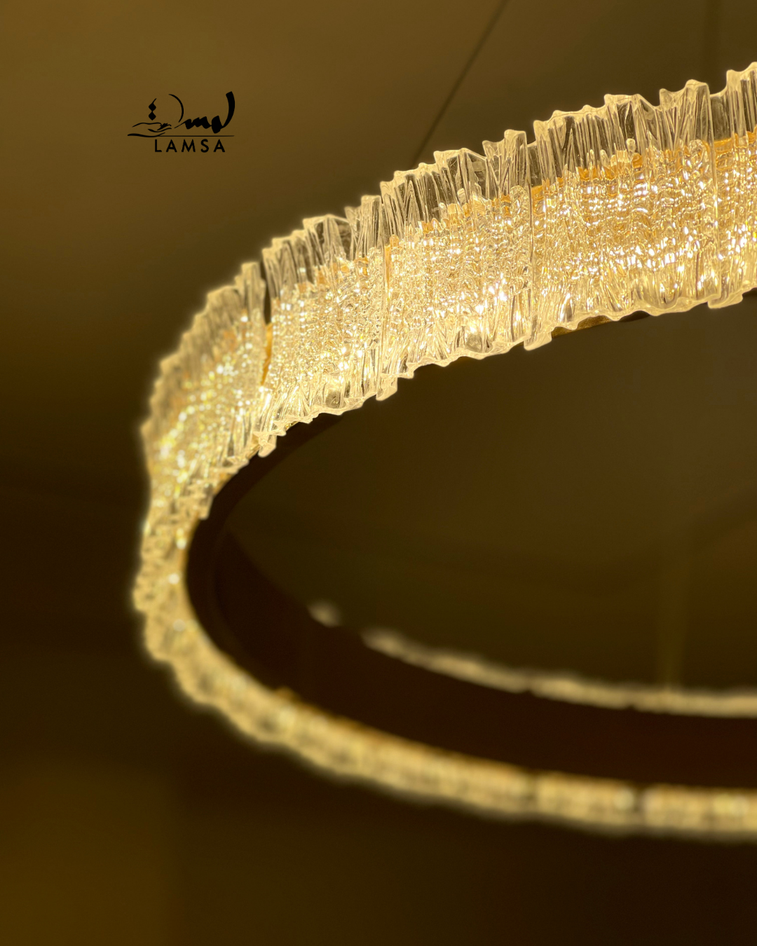 lustre led Round Cristal doré 60 cm