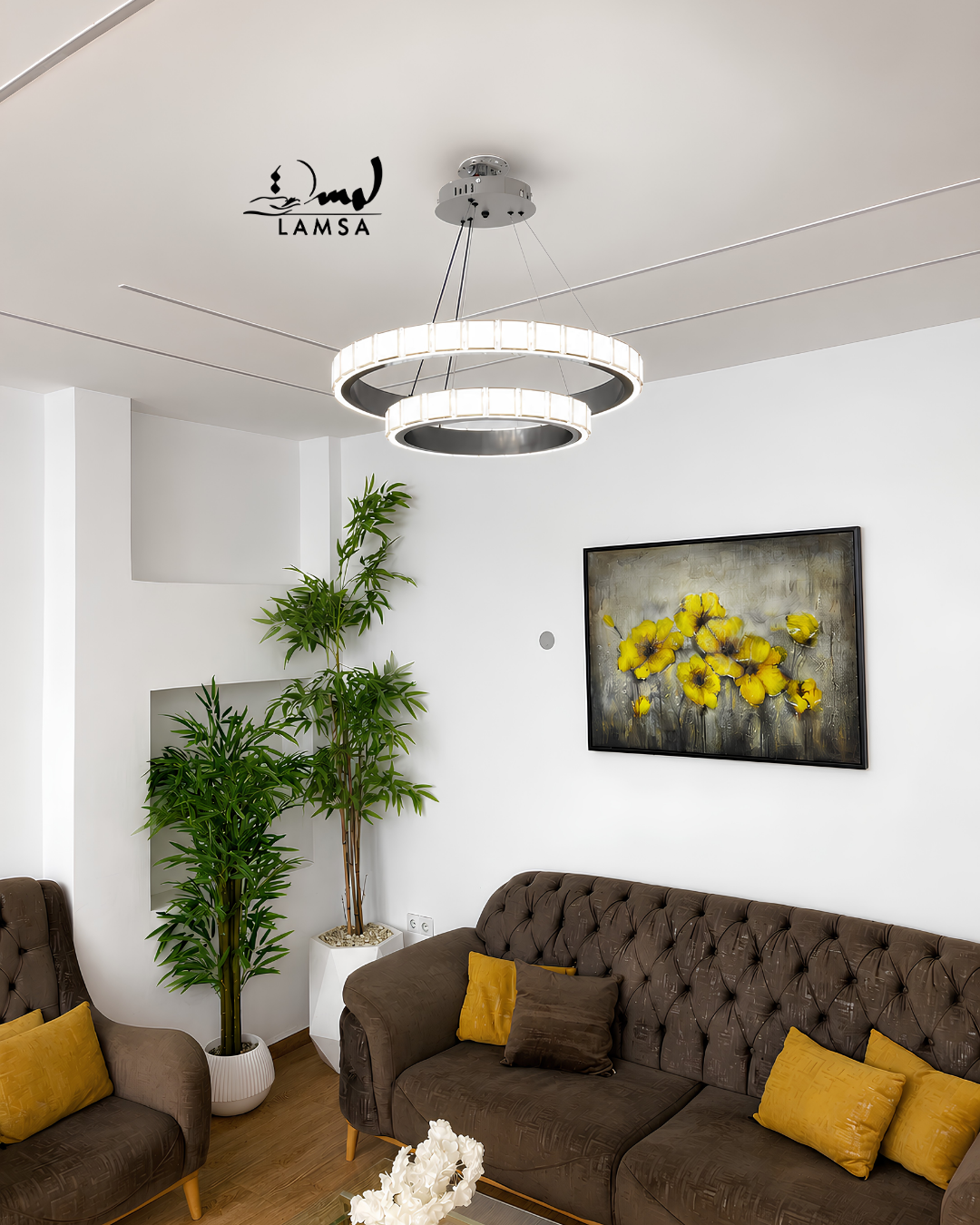 Lustre Led Rond  60cm et 40 cm noir