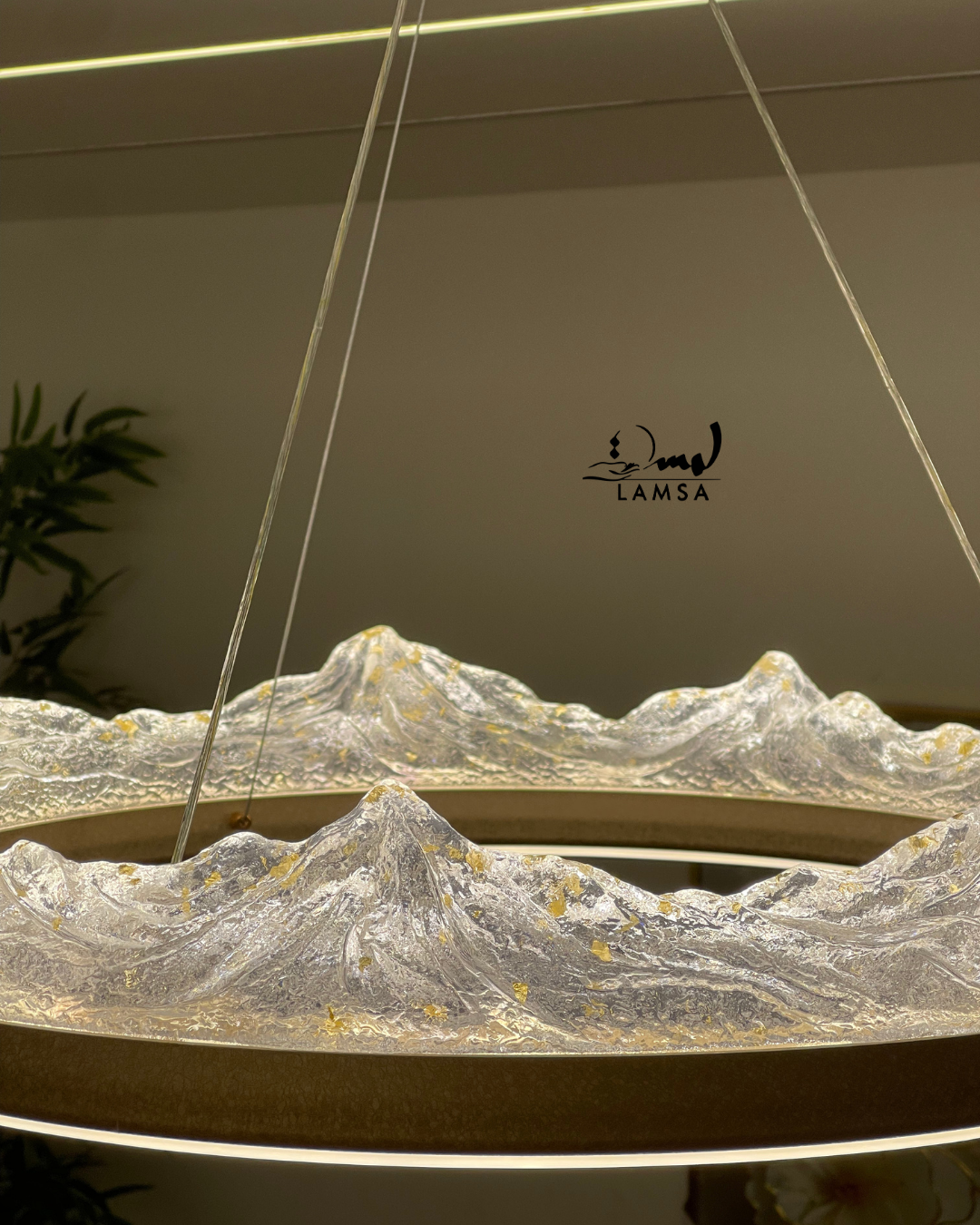 lustre led Cristal doré 60 cm et 50 cm