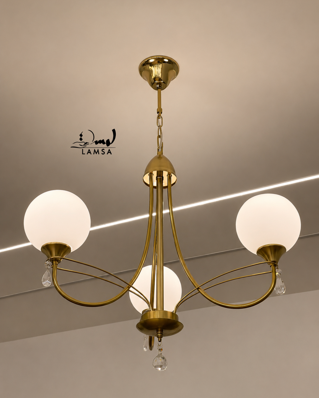 Lustre Chandelier "Doré" 3 abat-jour