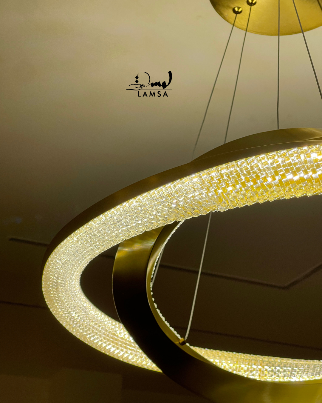 Lustre Led Rond 60cm et 40 cm doré