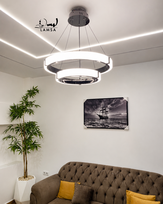 Lustre Led Rond 60cm et 40 cm noir