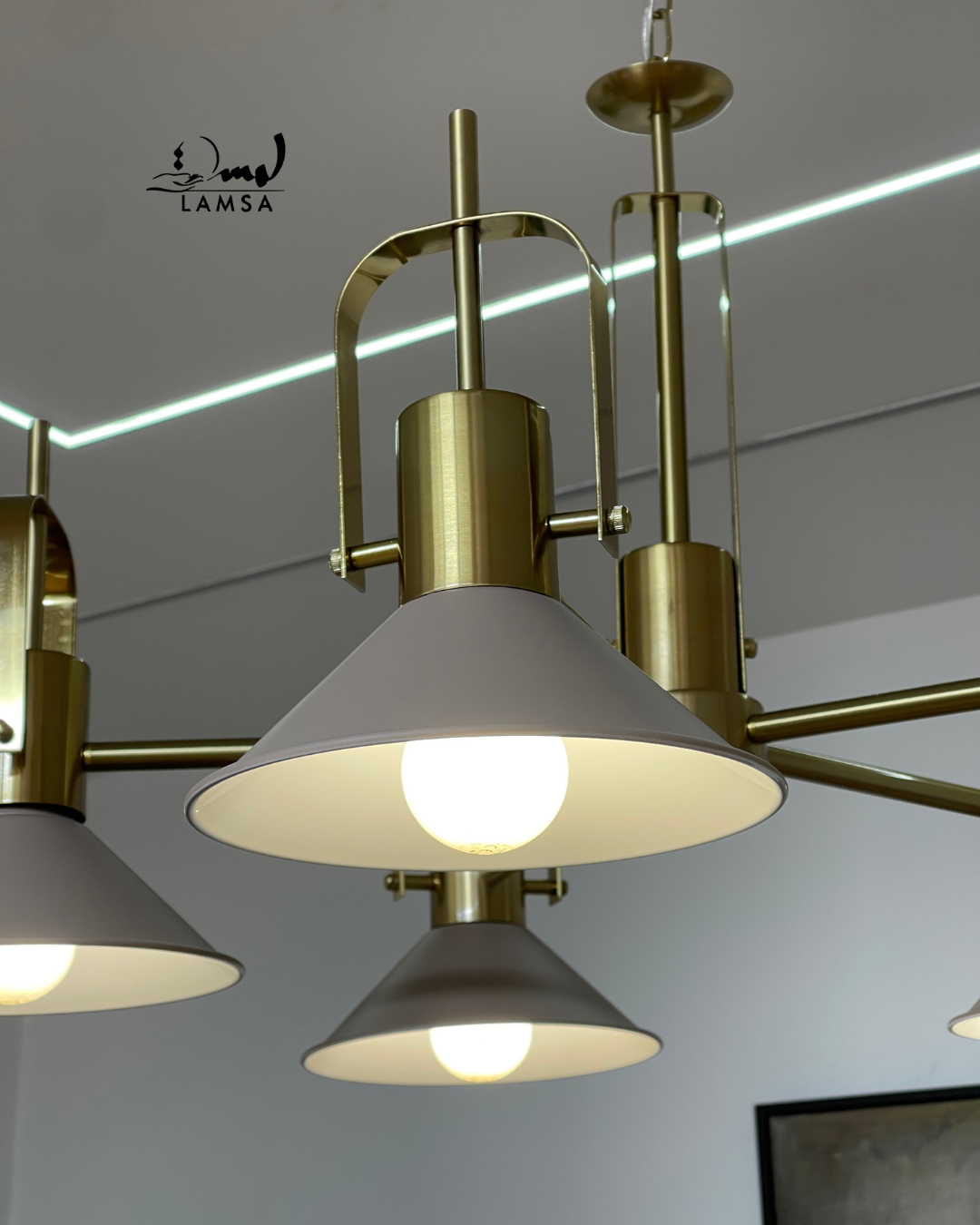 Lustre Chandelier  "Doré" 3 et 5 abat-jour