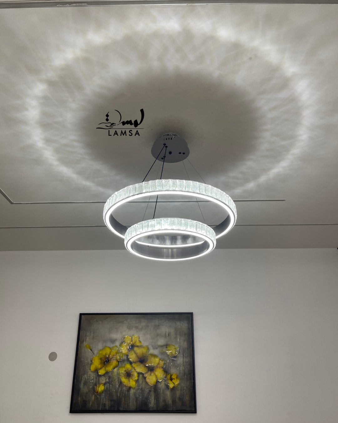 lustre led round 60 cm et 40 cm gris