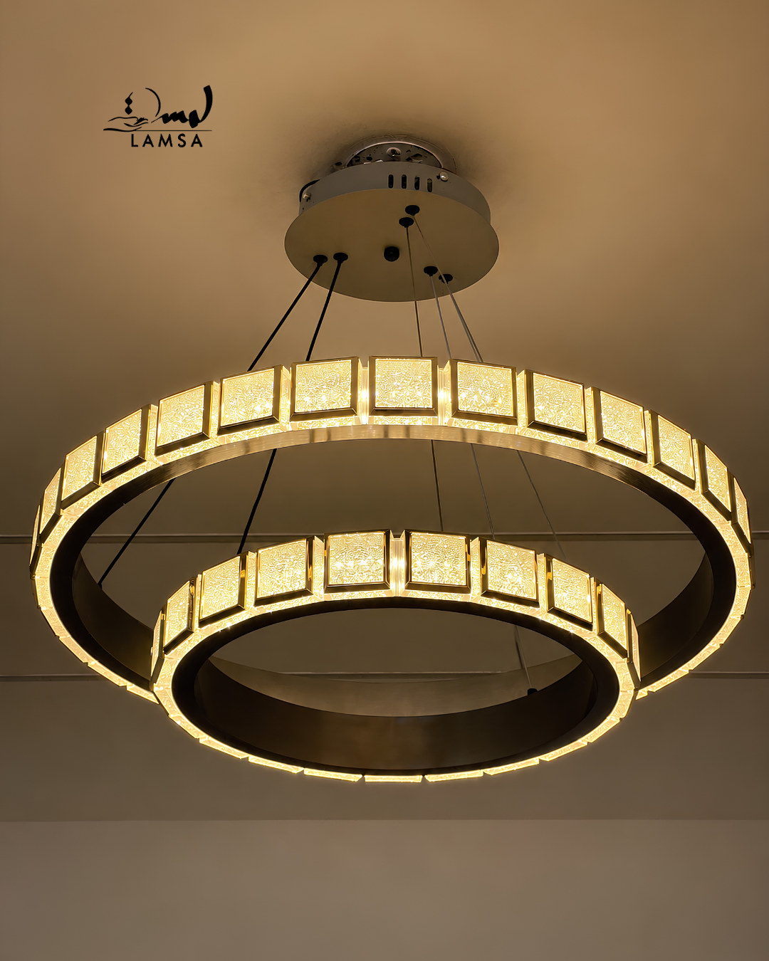 Lustre Led Rond  60cm et 40 cm noir