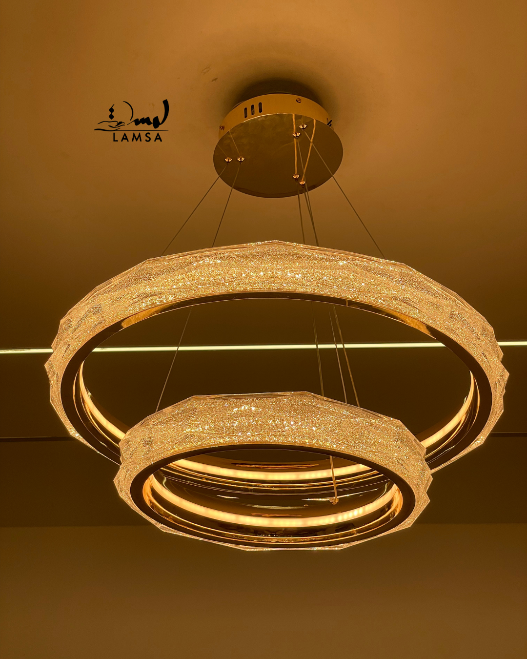 Lustre Led Rond 60cm et 40 cm doré