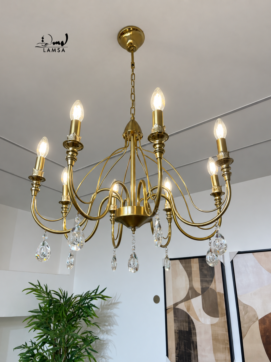 Lustre Chandelier  "Doré" 6 et 8 abat-jour